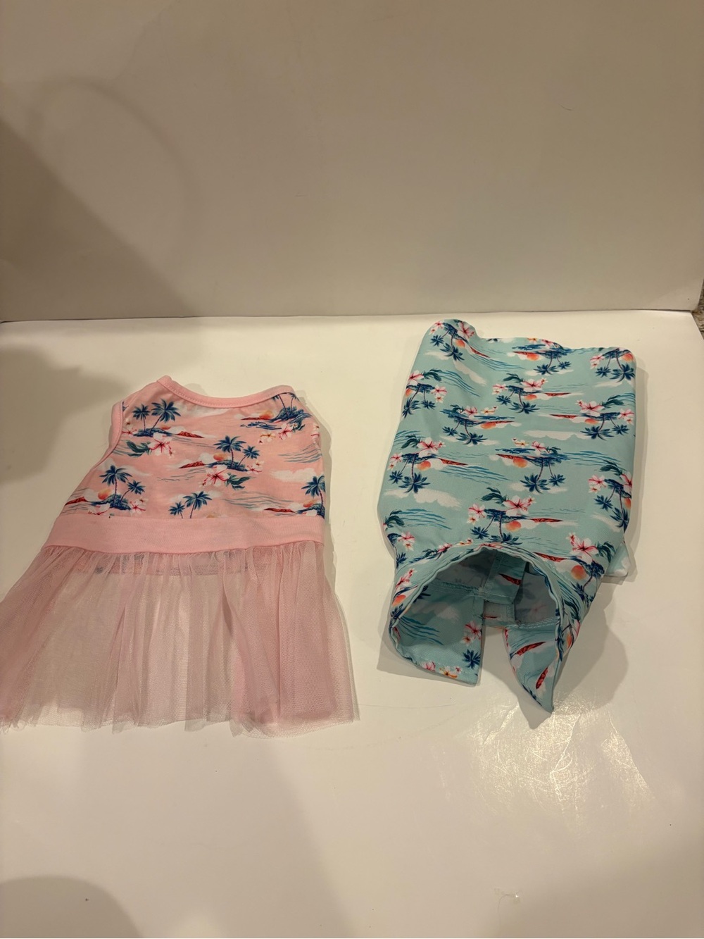 Small Dog Tropical Dress and Shirt Set